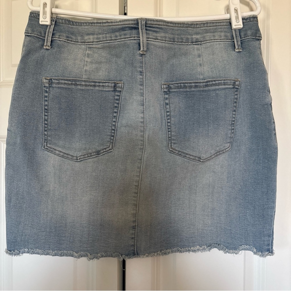 Maurices Light Blue Button-Front Denim Mini Skirt - Picture 9 of 13